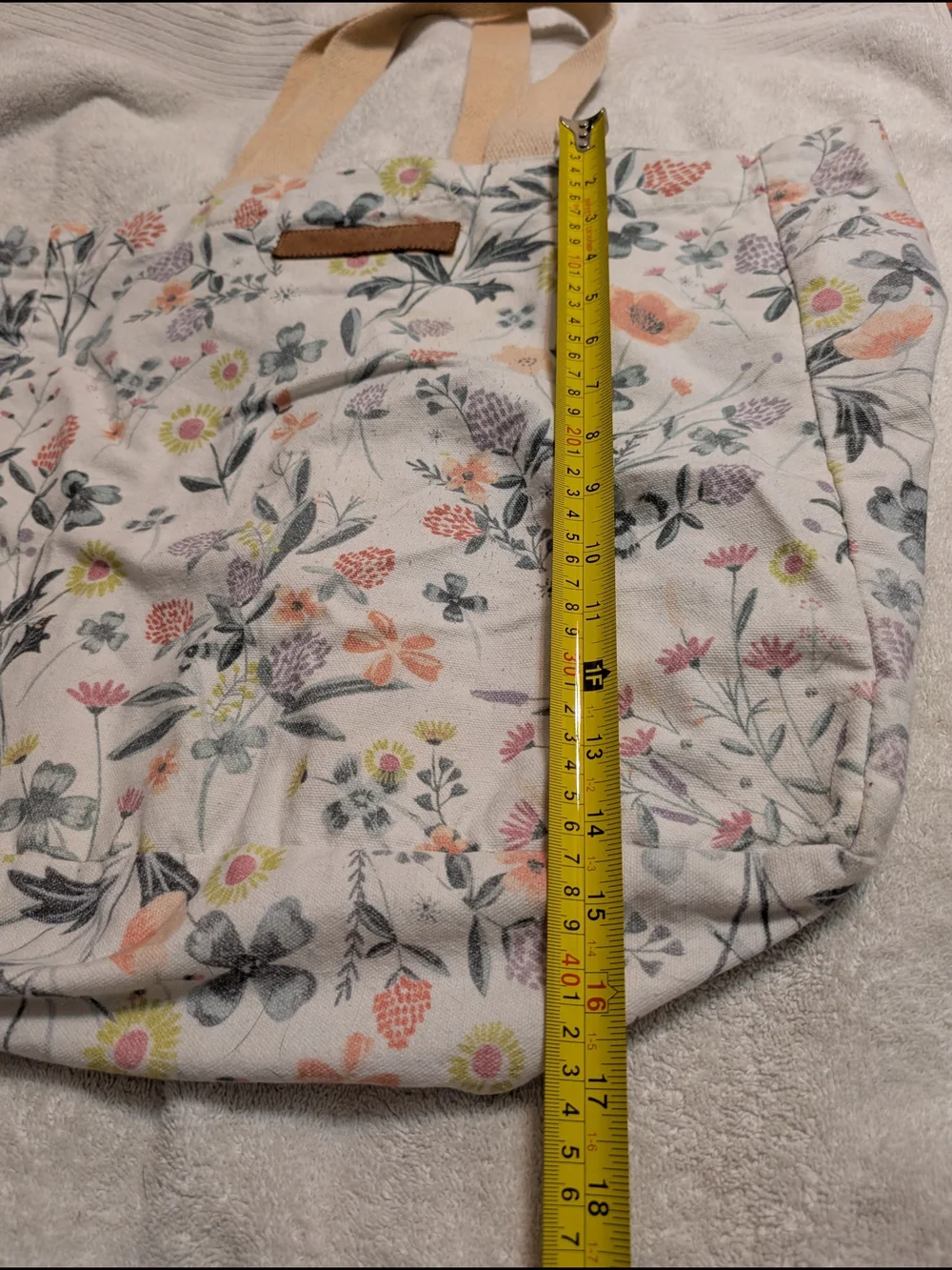 Laura Ashley Vintage Floral Canvas Tote Bag with Neutral Straps